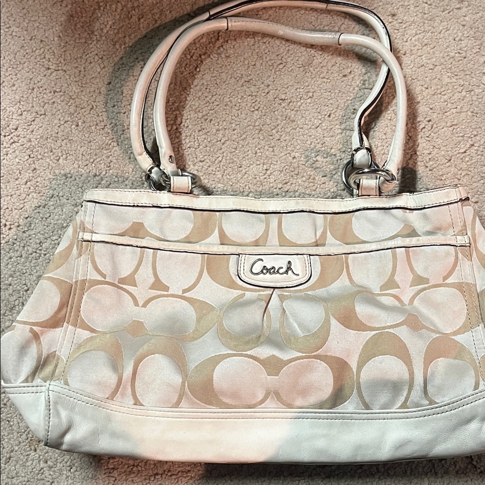 Coach Tan and Cream Shoulder Bag
